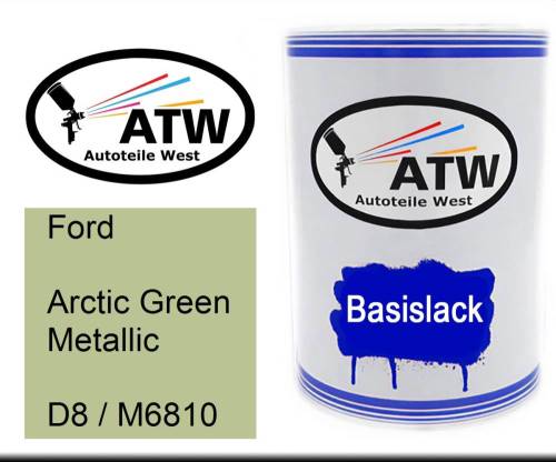 Ford, Arctic Green Metallic, D8 / M6810: 500ml Lackdose, von ATW Autoteile West.